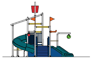 Water Play Structure Model 2704-103 plan view