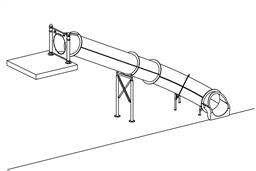 Closed Fiberglass Flume Landscape Slide Model: 9410-32 plan view