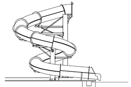 Closed Fiberglass Flume Landscape Slide plan view Model: Riley