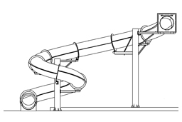 Closed Fiberglass Flume Landscape Slide plan view Model: Riley