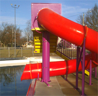 Single Polyethylene Flume Pool Slide Model 1677 with 48 inch wide stairs