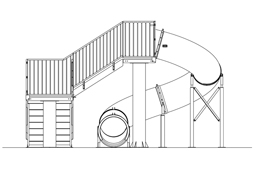 Single Polyethylene Flume Pool Slide Model 1677 plan view