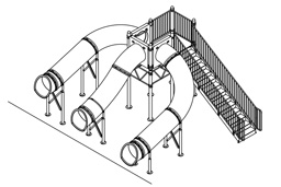 Triple Flume Drop Slide Pool Slide Model 5023 plan view