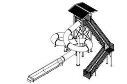 Polyethylene Flume Water Slide Model 1617 with Exit Lane plan view