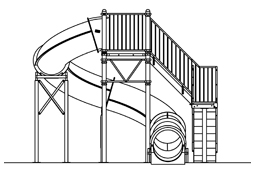 Closed Flume Fiberglass Water Slide Model 1628-32 plan view