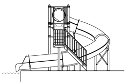 Closed Flume Fiberglass Water Slide Model 1628-32 plan view