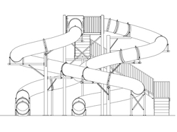 Double Polyethylene Flume Water Slide Model 1649 elevation plan view