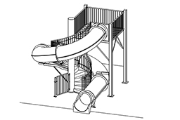 Closed Fiberglass Flume Water Slide Model 1655-32 plan view