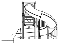 Closed Fiberglass Flume Water Slide Model 1677-32 plan view