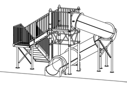 Closed Fiberglass Flume Water Slide Model 1677-32 plan view