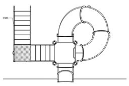 Closed Fiberglass Flume Water Slide Model 1677-32 plan view