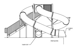 Double Polyethylene Flume Water Slide Model 1678 plan view