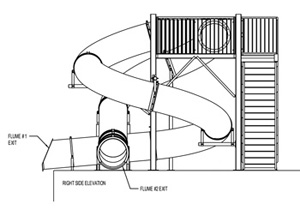 Double Polyethylene Flume Water Slide Model 1678 plan view