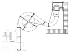 Custom Polyethylene Flume Water Slide Model 1684 1634 Plan View