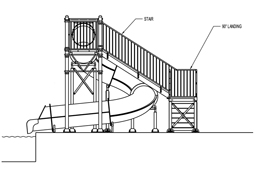 Closed Flume Fiberglass Water Slide Model 1688-32 plan view