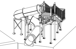 Closed Flume Fiberglass Water Slide Model 1688-32 plan view