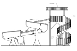 Open Fiberglass Flume Water Slide Model 1823 plan view