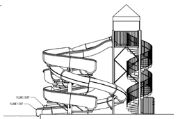 Double Fiberglass Flume Water Slide Model 1865-32 plan view