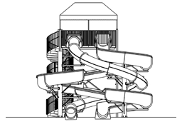 Double Fiberglass Flume Water Slide Model 1865-32 plan view