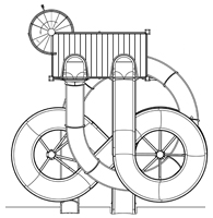 Double Fiberglass Flume Water Slide Model 1865-32 plan view