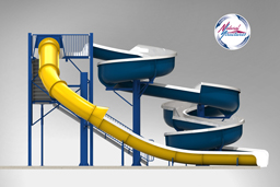 Double Fiberglass Flume Water Slide Model 1906