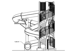 Closed Flume Fiberglass Water Slide Model 1925 plan view