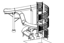 Closed Flume Fiberglass Water Slide Model 1925 plan view