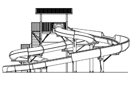 Double Fiberglass Flume Water Slide Model 1928 plan view