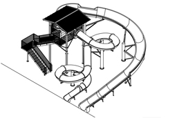 Double Fiberglass Flume Water Slide Model 1928 plan view