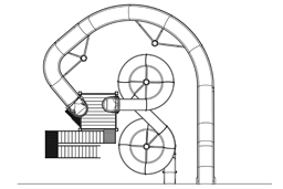 Double Fiberglass Flume Water Slide Model 1928 plan view