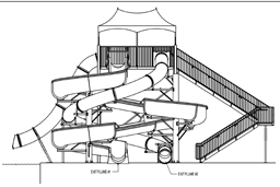 Combination Triple Flume Water Slide Model 1933 plan view