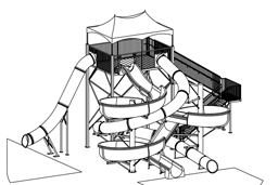 Combination Triple Flume Water Slide Model 1933 plan view