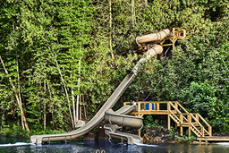 Open & Closed Fiberglass Flume Water Slide Model 1949