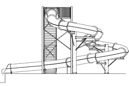 Closed Flume Fiberglass Water Slide Model 2046 plan view