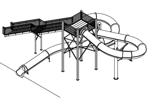 Closed Flume Fiberglass Water Slide Model 2046 plan view