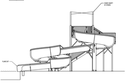 Open Fiberglass Flume Water Slide Model 3001 plan view