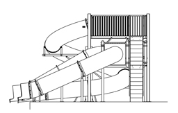 Triple Flume Water Slide Model 9120 plan view