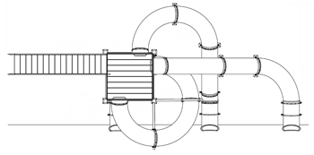 Triple Polyethylene Flume Water Slide Model 9429 plan view