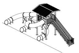 Triple Polyethylene Flume Water Slide Model 9429 plan view