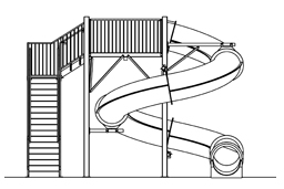 Closed Fiberglass Flume Water Slide Model 1615-32 plan view