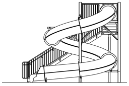 Closed Fiberglass Flume Water Slide Model 1615-32 plan view Closed Fiberglass Flume Water Slide Model 1615-32 plan view
