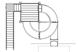 Closed Fiberglass Flume Water Slide Model 1615-32 plan view Closed Fiberglass Flume Water Slide Model 1615-32 plan view