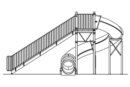 Closed Flume Fiberglass Water Slide Model 1628-32 plan view