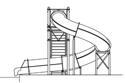 Closed Flume Fiberglass Water Slide Model 1628-32 plan view