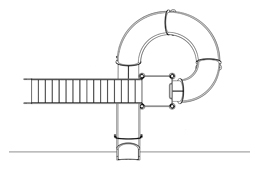 Closed Flume Fiberglass Water Slide Model 1628-32 plan view