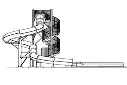 Closed Flume Fiberglass Water Slide with exit lane Model 2057