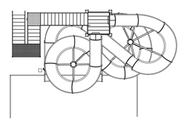 Double Closed Fiberglass Flume Water Slide Model 1649-32 plan view