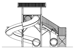 Double Closed Fiberglass Flume Water Slide Model 9412-32 plan view