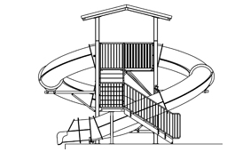 Double Closed Fiberglass Flume Water Slide Model 9412-32 plan view