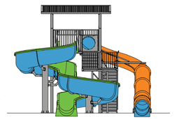 Double Fiberglass Flume Water Slide Model 1860 plan view